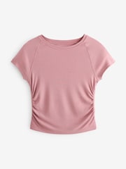 Pink Ruched Side Short Sleeve Top - Image 5 of 6