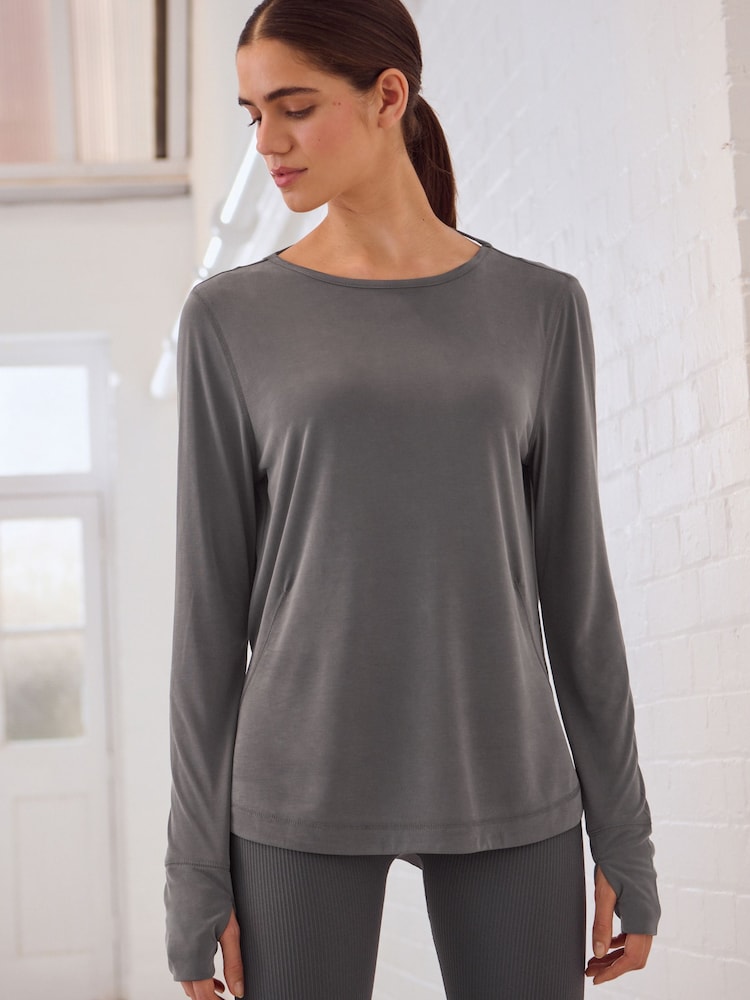 Gris antracita - Top de tacto suave con espalda abierta Active - Imagen 2 de 9 Gris antracita - Top de tacto suave con espalda abierta Active - Imagen 2 de 9
