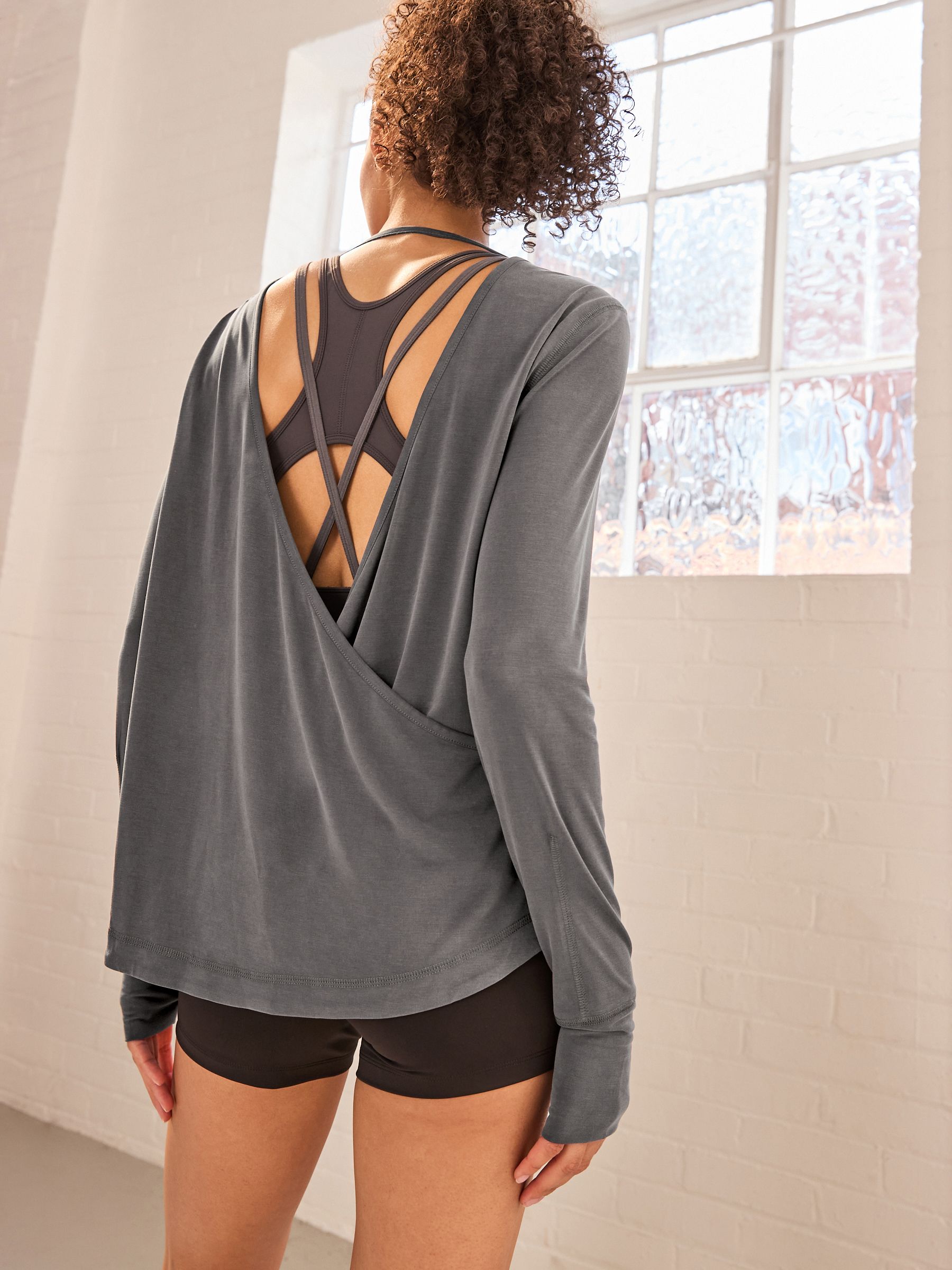 Buy Charcoal Grey Active Open Back Soft Touch Top from the Next UK