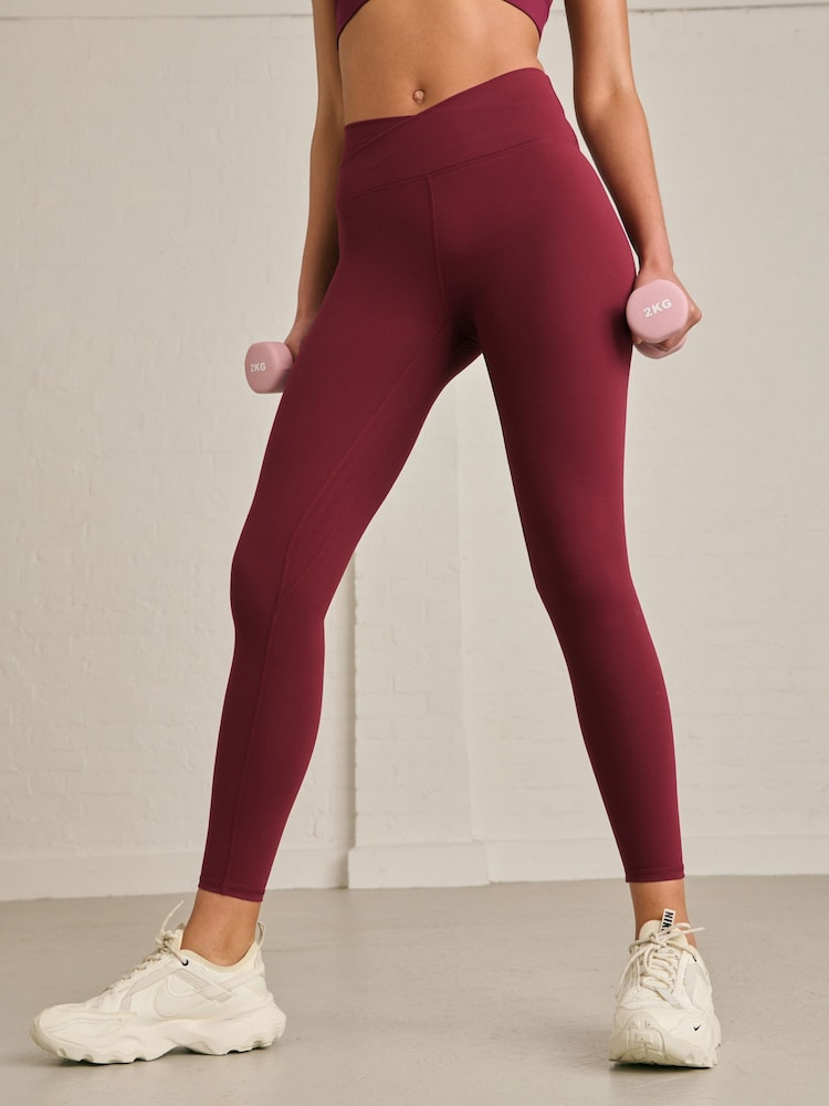 Burgundy Red Balance Wrap Front Yoga Leggings - Image 2 of 7