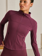 Burgundsko rdeča - Active Sculpting dolg rokav; z dolgimi rokavi Zip Through jakna; suknjič - Slika 1 iz 9