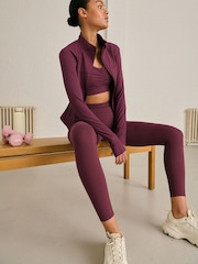 Burgundsko rdeča - Active Sculpting dolg rokav; z dolgimi rokavi Zip Through jakna; suknjič - Slika 3 iz 9
