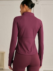 Burgundsko rdeča - Active Sculpting dolg rokav; z dolgimi rokavi Zip Through jakna; suknjič - Slika 5 iz 9
