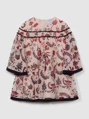 Reiss Pink Talitha 4-9 yrs Printed Bell Sleeve Tiered Dress - Image 2 of 6
