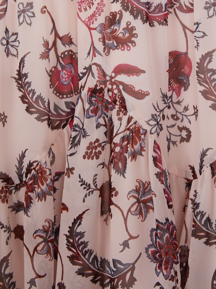 Reiss Pink Talitha 4-9 yrs Printed Bell Sleeve Tiered Dress - Image 6 of 6