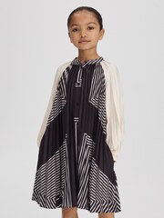Reiss Navy Bay 4-9 yrs Printed Pleated Dress - Image 1 of 6