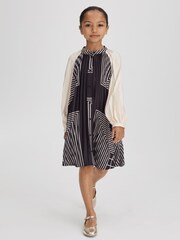 Reiss Navy Bay 4-9 yrs Printed Pleated Dress - Image 3 of 6