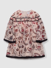 Reiss Pink Talitha Teen Printed Bell Sleeve Tiered Dress - Image 2 of 6