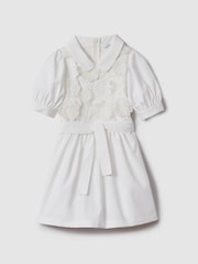 Reiss Ivory Dannie 9-13 yrs Embroidered Puff Sleeve Dress - Image 2 of 6