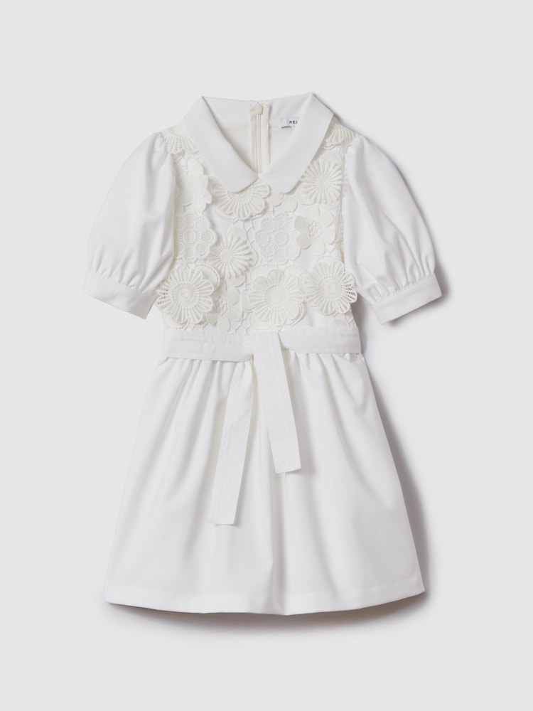 Reiss Ivory Dannie 9-13 yrs Embroidered Puff Sleeve Dress - Image 2 of 6