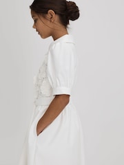Reiss Ivory Dannie 9-13 yrs Embroidered Puff Sleeve Dress - Image 4 of 6