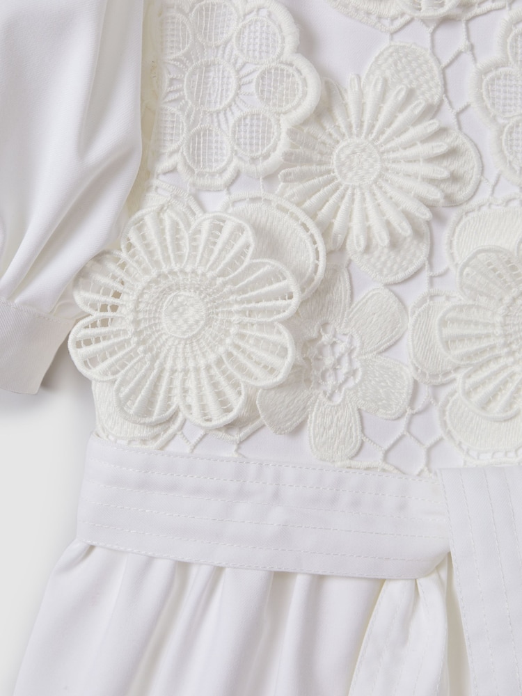 Reiss Ivory Dannie 9-13 yrs Embroidered Puff Sleeve Dress - Image 6 of 6