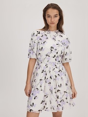 Florere Printed Puff Sleeve Mini Dress - Image 1 of 6
