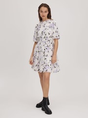 Florere Printed Puff Sleeve Mini Dress - Image 3 of 6
