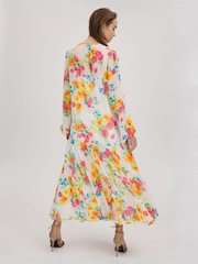 Florere Printed Tie Neck Midi Dress - Image 5 of 6