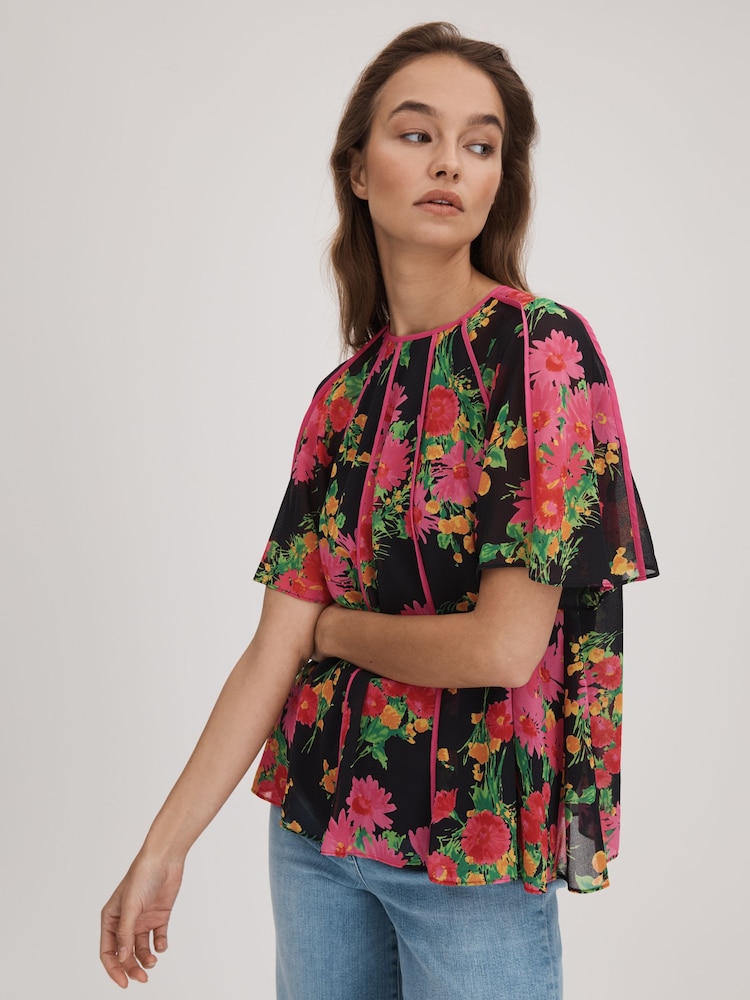 Florere Printed Flare Sleeve Blouse - Image 1 of 6