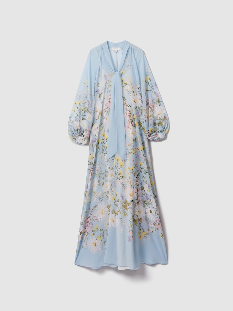 Florere Printed Tie Neck Maxi Dress - Image 2 of 9