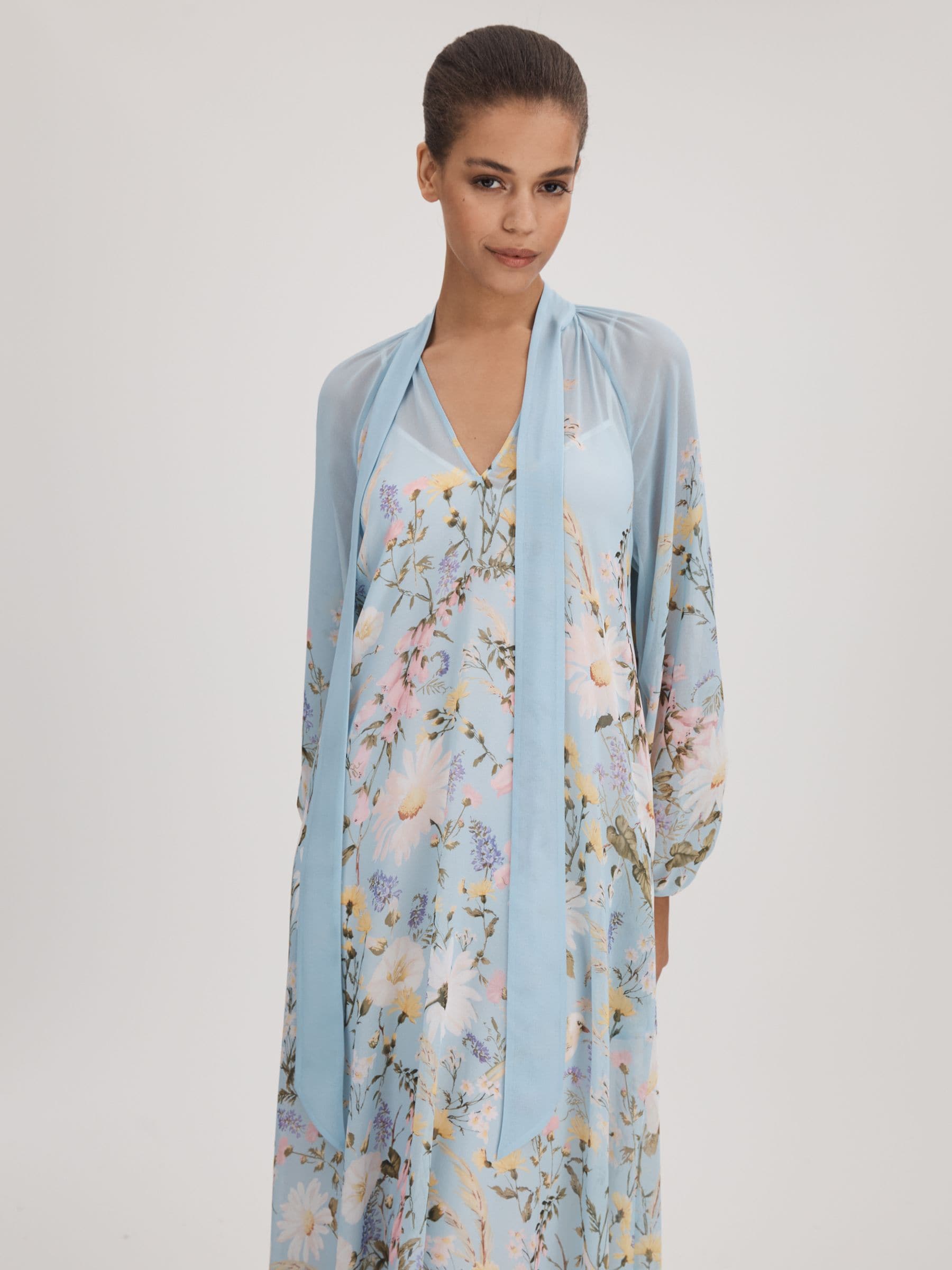 Robe Maxi D'été Sans Bretelles Fleurie Geri By Next - Taille UK 6P, Blanc, Occasion Très Bon état