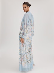 Florere Printed Tie Neck Maxi Dress - Image 8 of 9