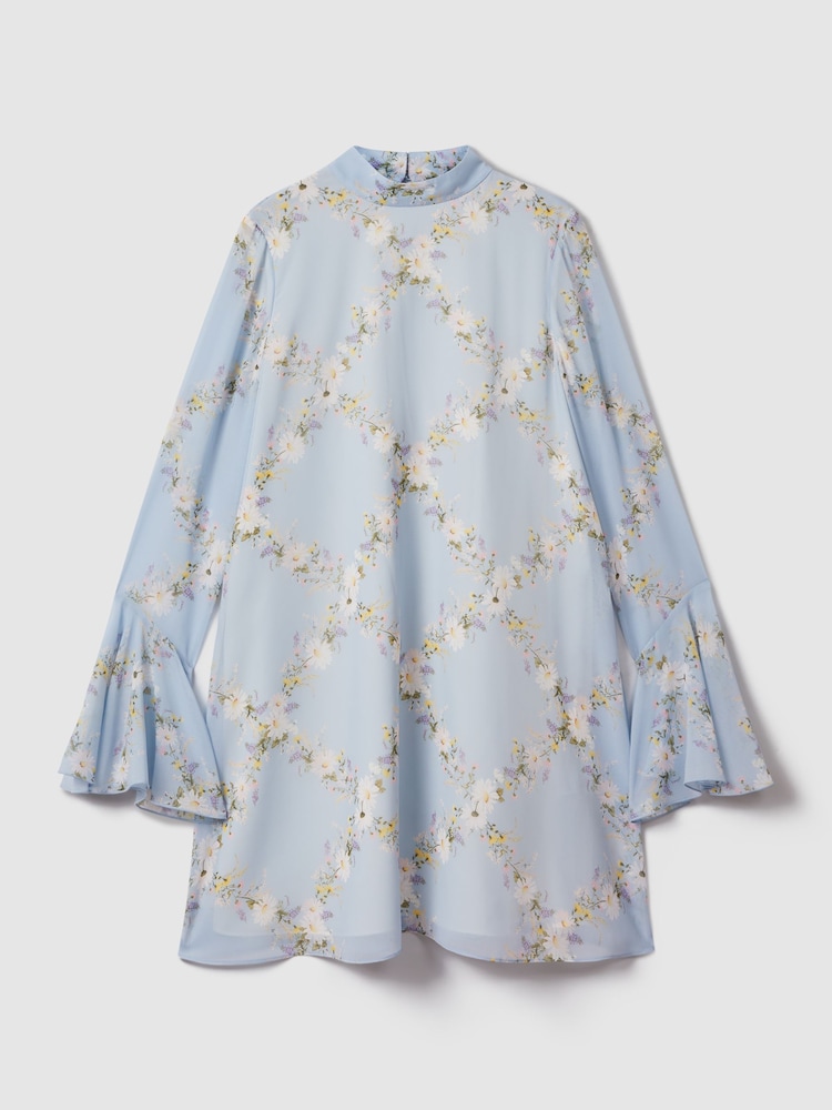 Florere Printed Fluted Sleeve Mini Dress - Image 2 of 6