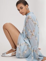Florere Printed Fluted Sleeve Mini Dress - Image 3 of 6