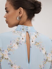 Florere Printed Fluted Sleeve Mini Dress - Image 5 of 6