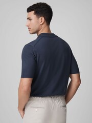 Reiss x McLaren F1 Team Airforce Blue McLaren F1 Merino Wool Open Collar Polo Shirt - Image 5 of 6