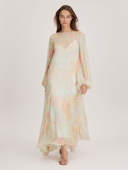 Florere Sheer Asymmetric Midi Dress - Image 1 of 5