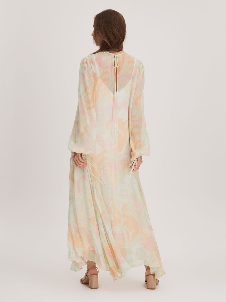 Florere Sheer Asymmetric Midi Dress - Image 2 of 5