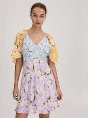 Florere Printed Cape Sleeve Mini Dress - Image 1 of 6