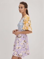 Florere Printed Cape Sleeve Mini Dress - Image 4 of 6