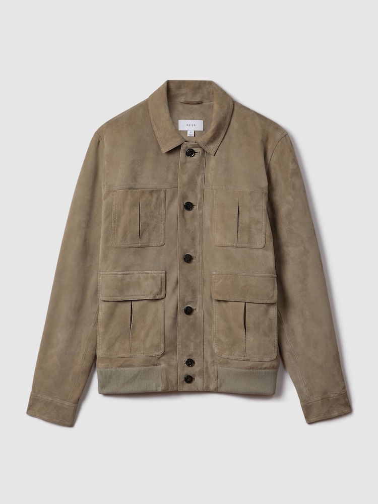 Reiss Pistachio Thomas Suede Chest Pocket Jacket - Image 2 of 6