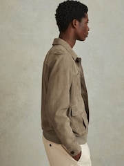Reiss Pistachio Thomas Suede Chest Pocket Jacket - Image 3 of 6