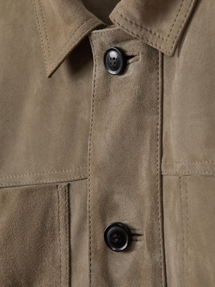 Reiss Pistachio Thomas Suede Chest Pocket Jacket - Image 6 of 6