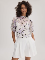 Florere Printed Puff Sleeve Blouse - Image 1 of 6