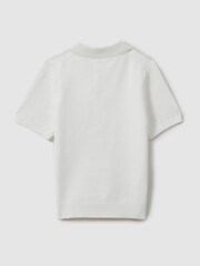 Reiss White Pascoe 13-14 yrs Textured Modal Blend Polo Shirt - Image 2 of 3