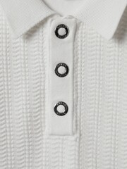 Reiss White Pascoe 13-14 yrs Textured Modal Blend Polo Shirt - Image 3 of 3