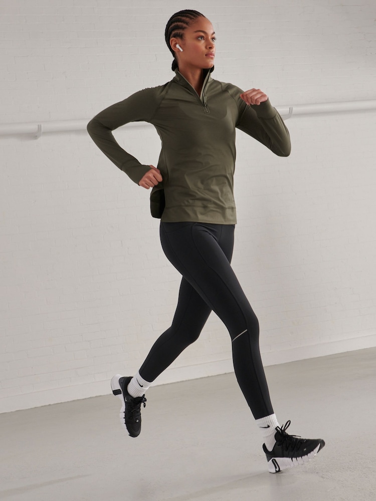 Black Running Leggings with Pocket - Image 2 of 8