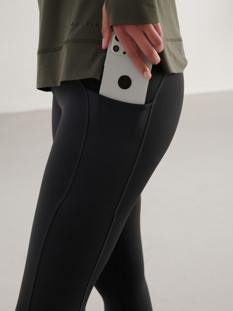 Black Running Leggings with Pocket - Image 5 of 8