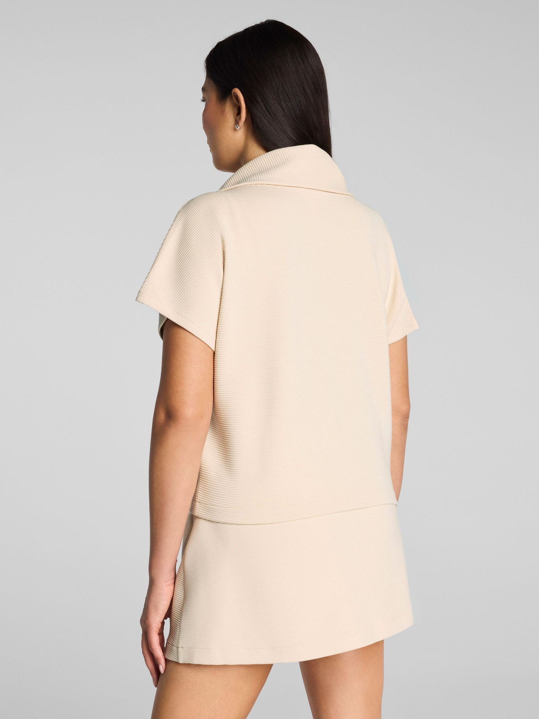 Buy SPANX Cream AirEssentials® French Rib Short Sleeve Half Zip
