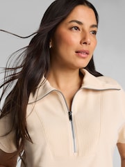 SPANX Cream AirEssentials® French Rib Short Sleeve Half Zip Sweat Top - Image 3 of 3