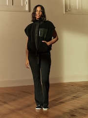 Black Active Wrap Waist Flared Leggings - Image 1 of 6
