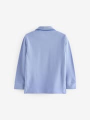 Blue Dinosaurs Long Sleeve Quarter Zip 100% Cotton All-Over Embroidered Polo Shirt (3mths-7yrs) - Image 2 of 3
