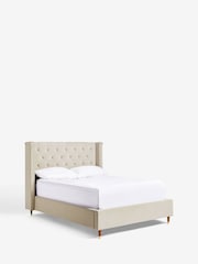 Soft Velvet Natural Pebble Grayson Upholstered Ottoman Storage Bed Frame - Image 8 of 9