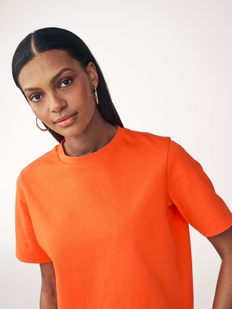 Orange Heavyweight Short Sleeve Crew Neck T-Shirt - Image 2 of 3 Orange Heavyweight Short Sleeve Crew Neck T-Shirt - Image 2 of 3
