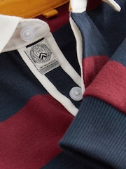 Navy/Red Stripe 100% Cotton Long Sleeve Rugby Polo Shirt (3mths-7yrs) - Image 4 of 4