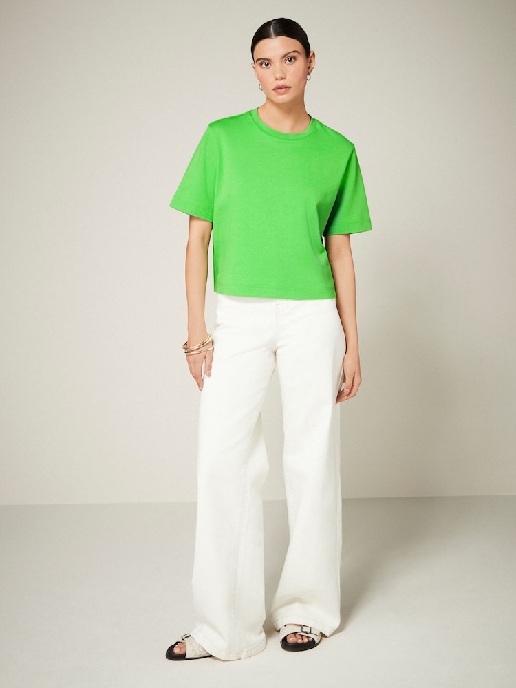 Green Heavyweight Short Sleeve Crew Neck T-Shirt - Image 2 of 7 Green Heavyweight Short Sleeve Crew Neck T-Shirt - Image 2 of 7