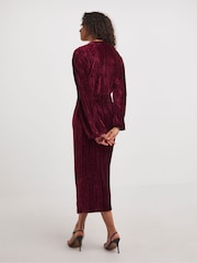 JD Williams Red Satin Wrap Dress - Image 2 of 4