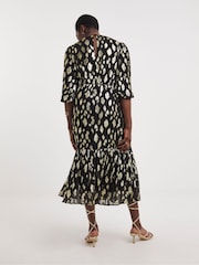 JD Williams Black Animal Jacquard Maxi Dress - Image 2 of 4