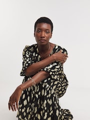 JD Williams Black Animal Jacquard Maxi Dress - Image 3 of 4